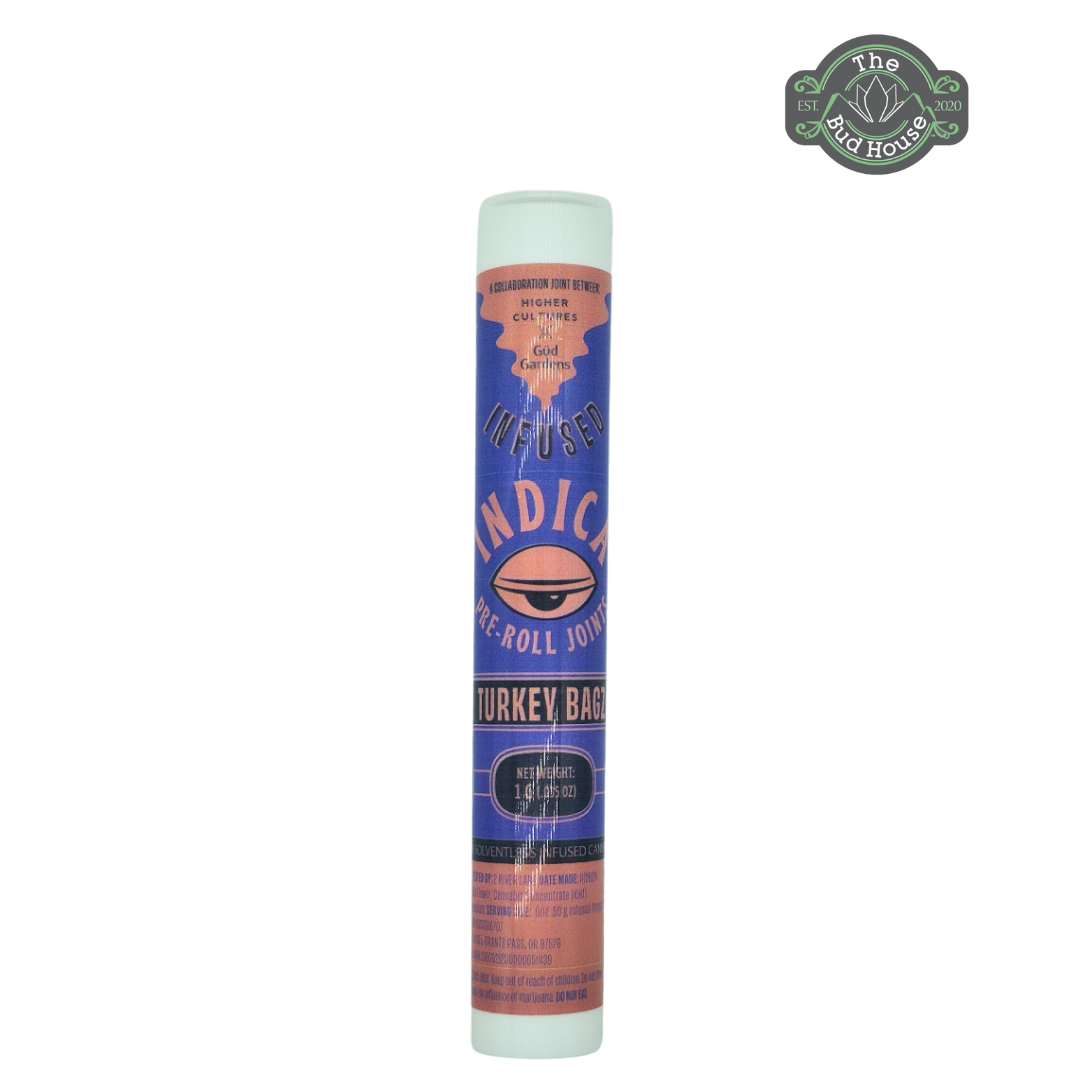 Photograph of product: Higher Cultures X Gud Gardens 2pk TURKEY BAGZ Infused 0.5g Pre-Rolls