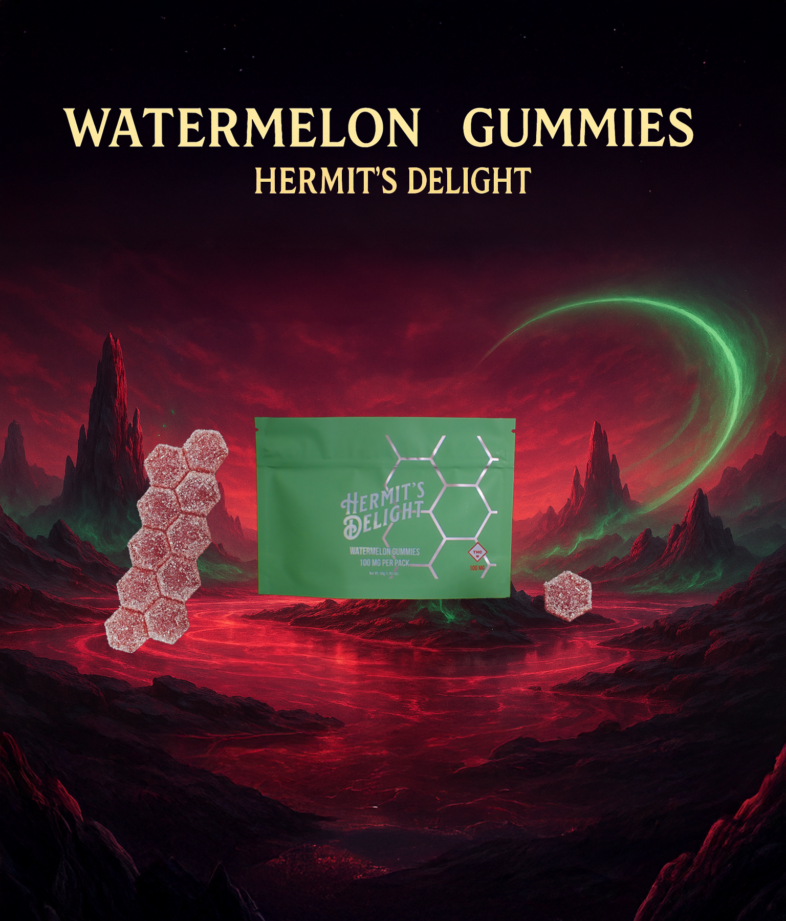Photograph of product: Watermelon (H) - Hermit's Delight - 100mg Gummies