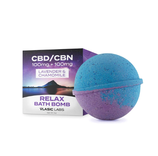 Photograph of product: Lavender & Chamomile Relax Bath Bomb 100mg CBD 100mg CBN  by Vlasic Labs