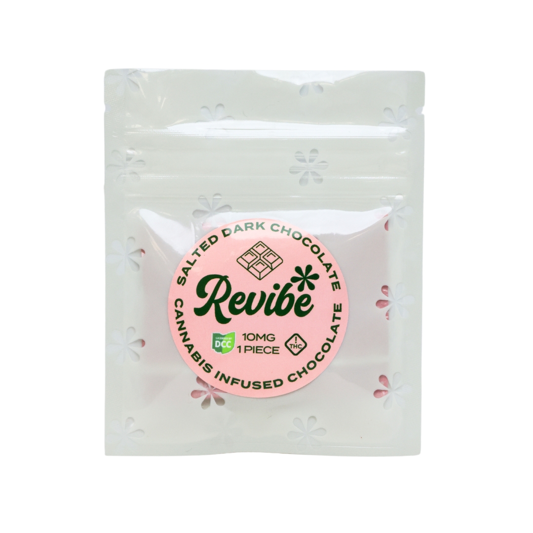 Photograph of product: Revibe - Salted Dark Chocolate Square 1pk - 10mg