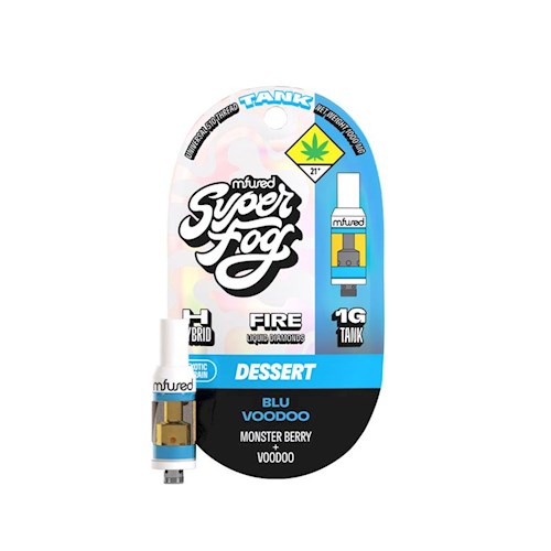 Photograph of product: Mfused | Blu Voodoo | Super Fog | Fire Liquid Diamonds Tank Cartridge | DOH | 1g