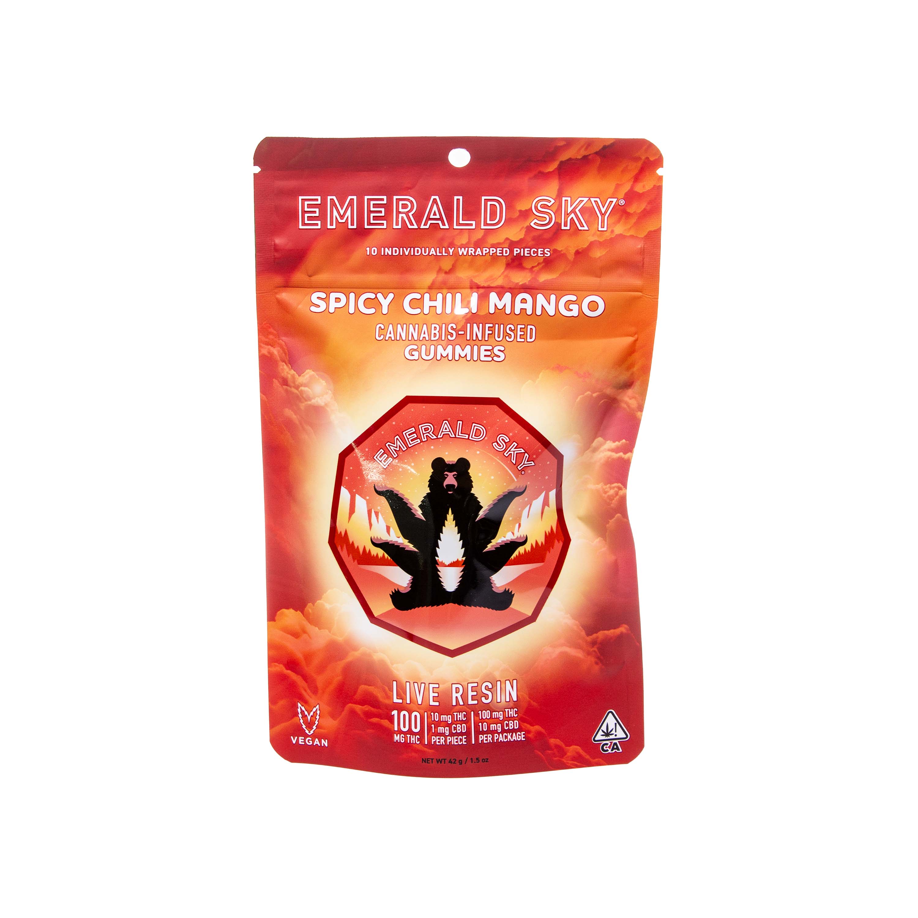 Photograph of product: Emerald Sky | Spicy Chili Mango Live Resin Gummy (100mg TH-oui)