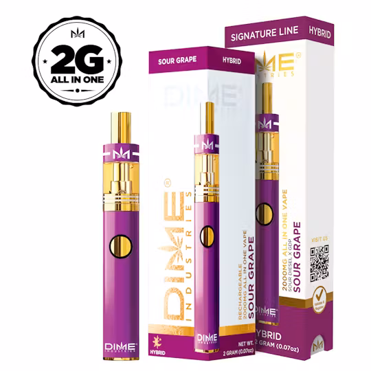 Photograph of product: Dime Disposable Vape 2g Sour Grape