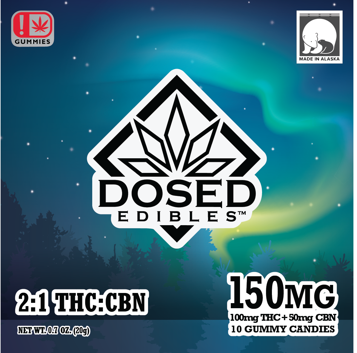 Photograph of product: 2:1 TH-oui:CBN (100mg) Gummies by Dosed Edibles