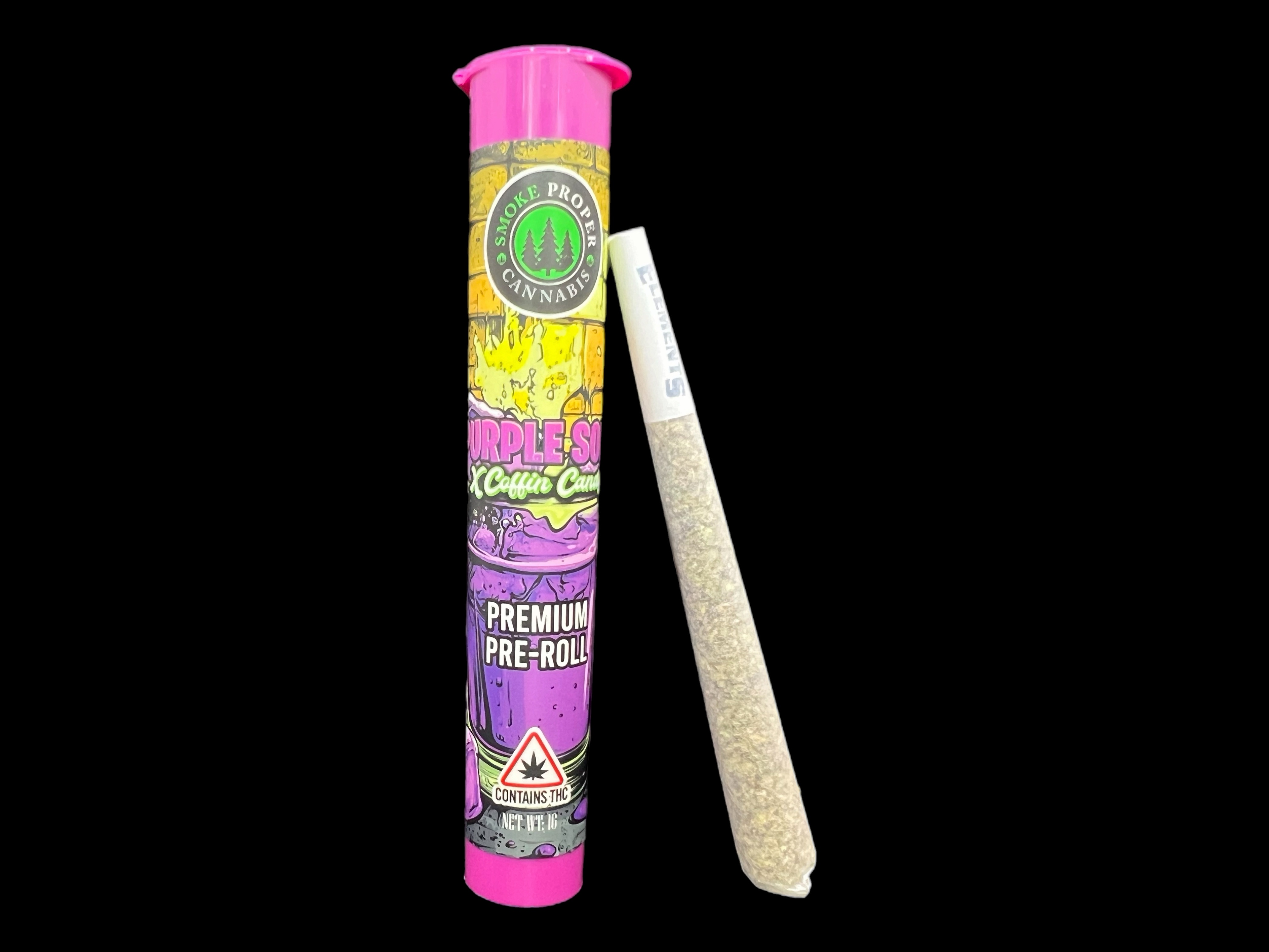 Photograph of product: Smoke Proper: Purple Soda x Coffin Candy Pre-roll