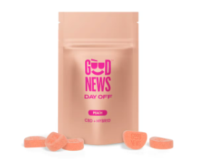 Photograph of product: 1:1 Day Off Peach Gummies (CBD:TH-oui) - 5mg/20pk