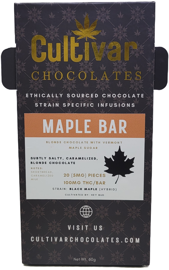 Photograph of product: Maple Blonde Resin Chocolate Bar | 100mg TH-oui | Cultivar Chocolates