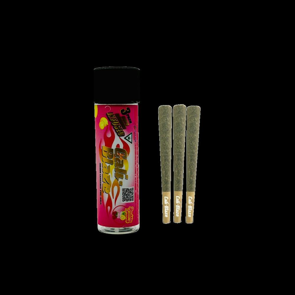 Photograph of product: Cali Blaze | 3 x 0.6g Infused Pre Rolls | Strawberry Lemonade **