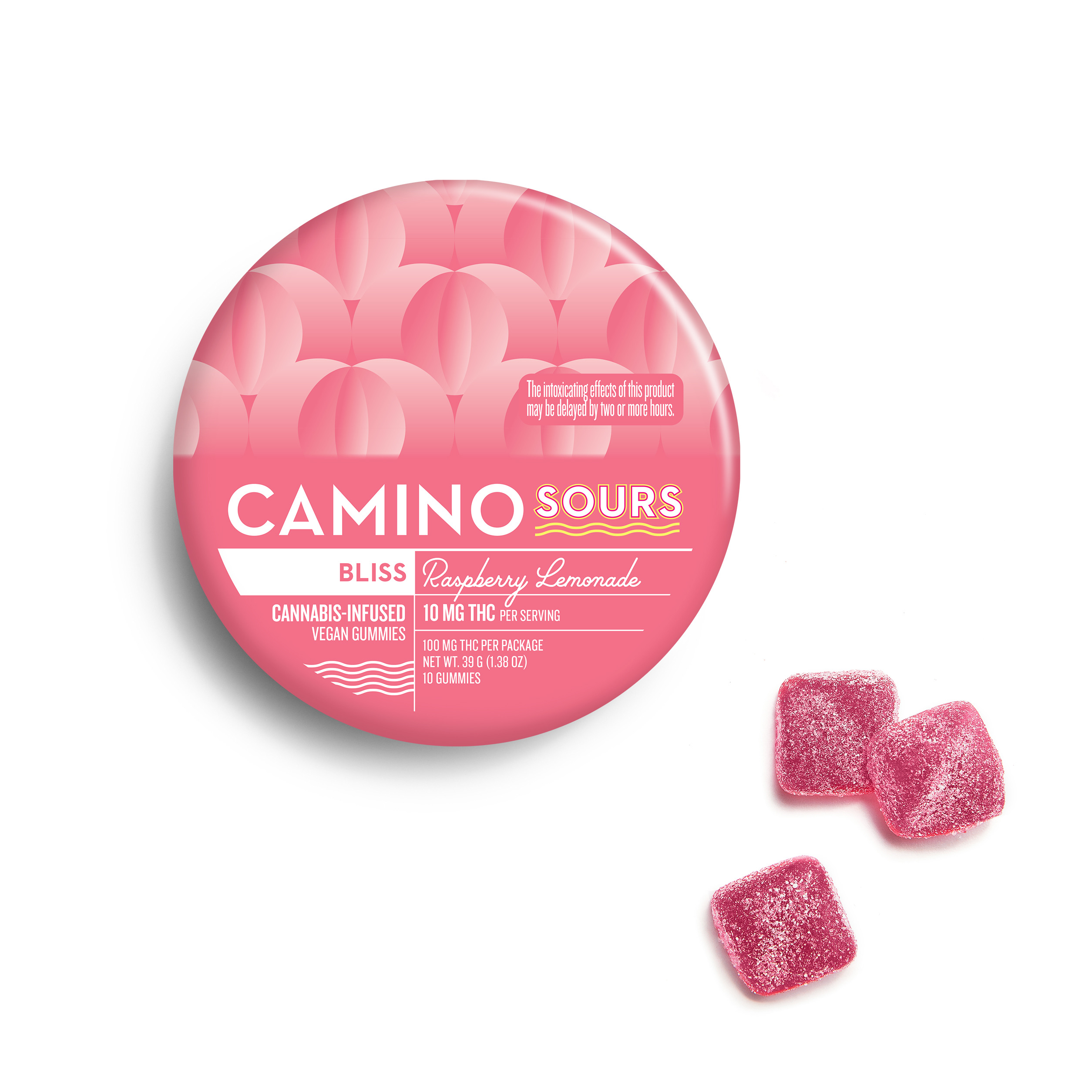 Photograph of product: Camino | Gummies Sours | Bliss-Raspberry Lemonade | 10pk/100mg