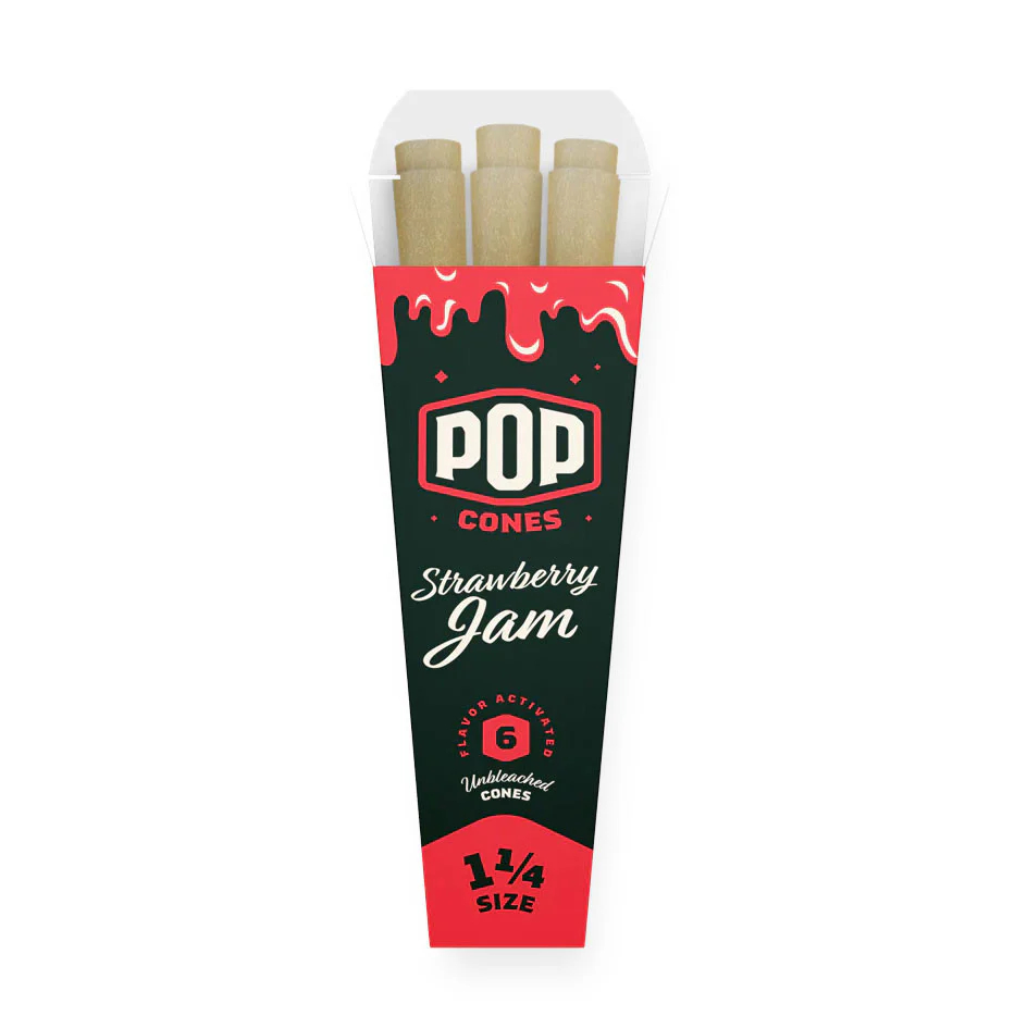 Photograph of product: Pop Cones Unbleached 1 1/4 Cones - Strawberry Jam