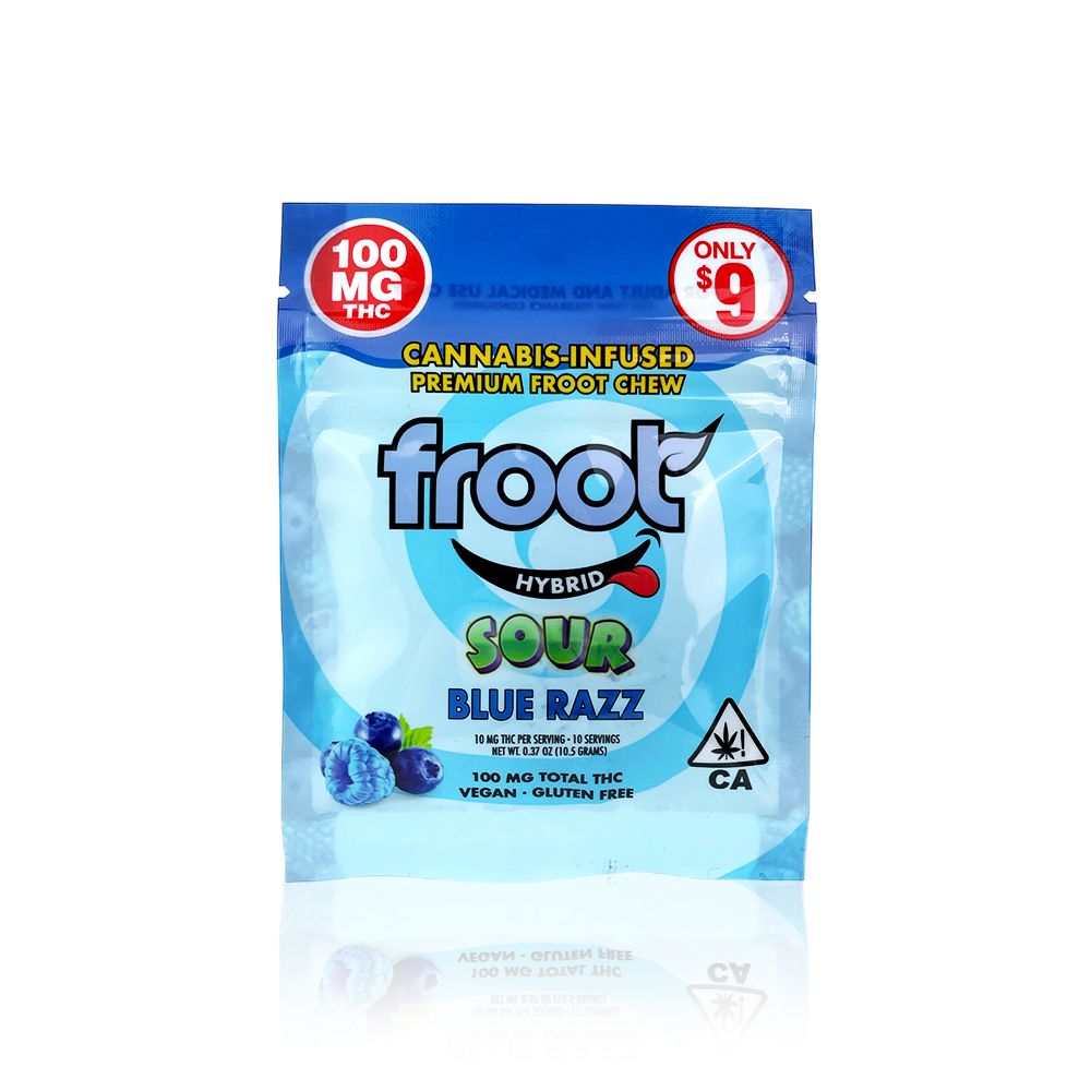 Photograph of product: Froot - Edibles - Gummy - Sour Blue Razz - 100MG