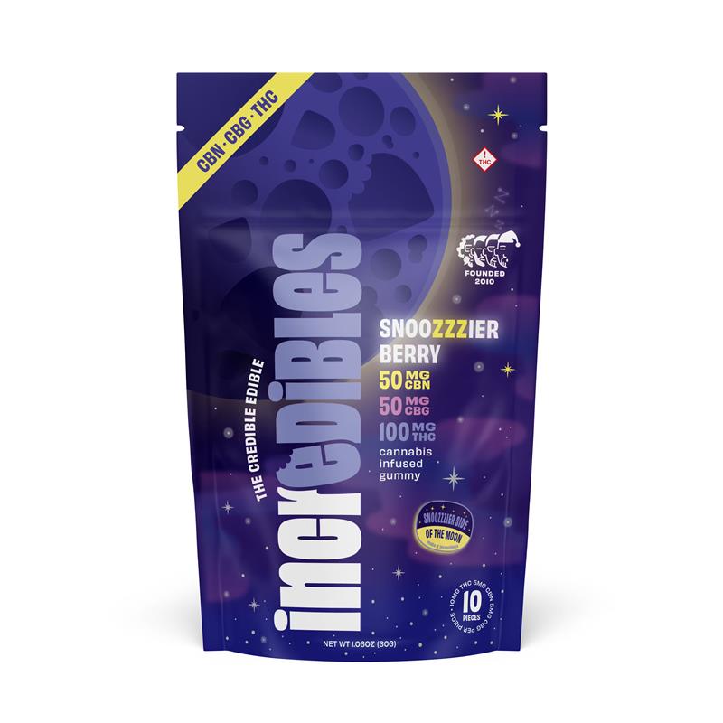 Photograph of product: Snoozzzierberry Gummies 100mg (10-Pack | 10mg Each)