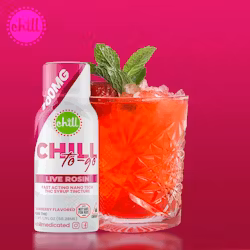 Photograph of product: CHILL | Edible | Syrup | Live Rosin | Strawberry | 100mg | To-Go