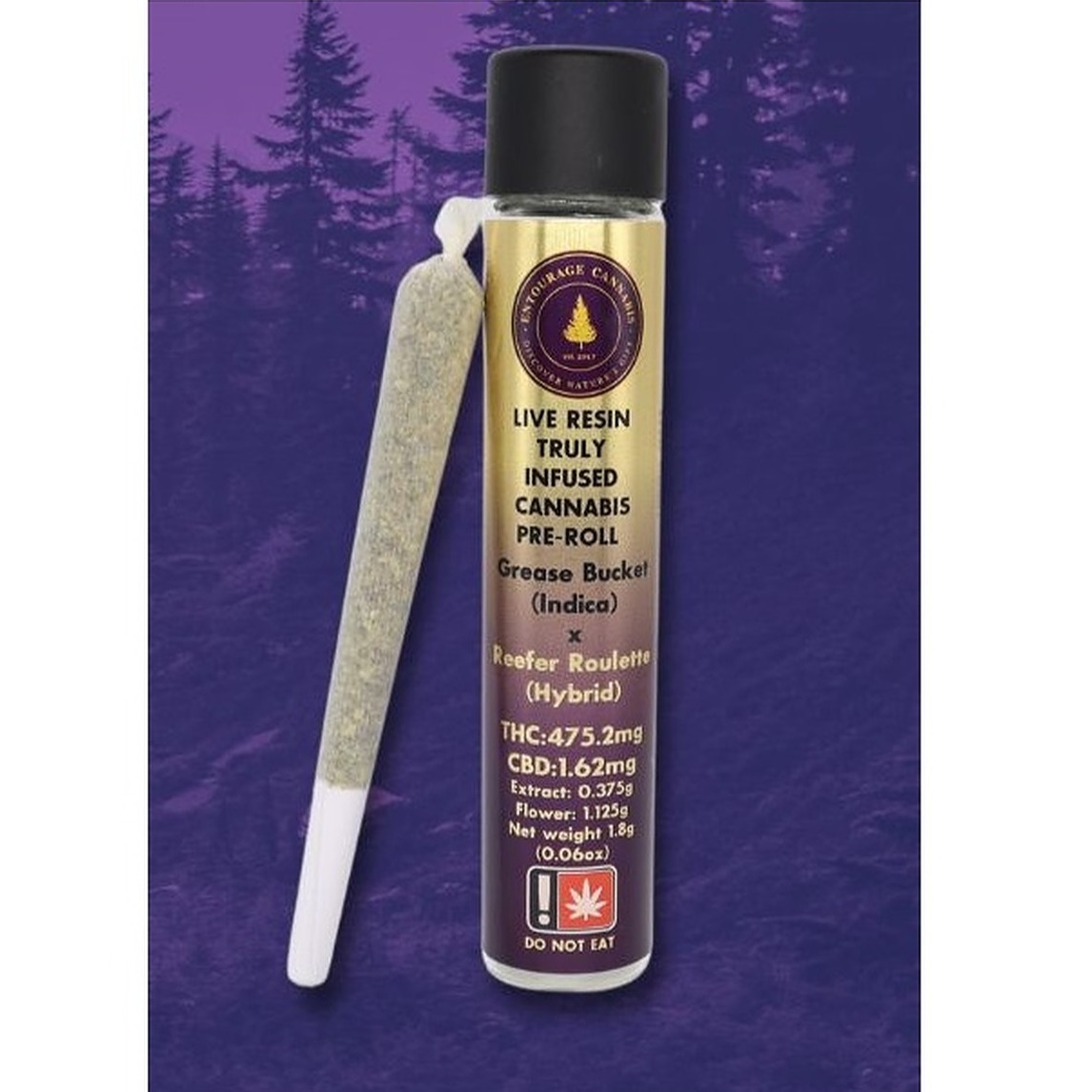 Photograph of product: Entourage > Live Resin Infused Pre Roll 1.8g > Mind Flex x Frozen Limon