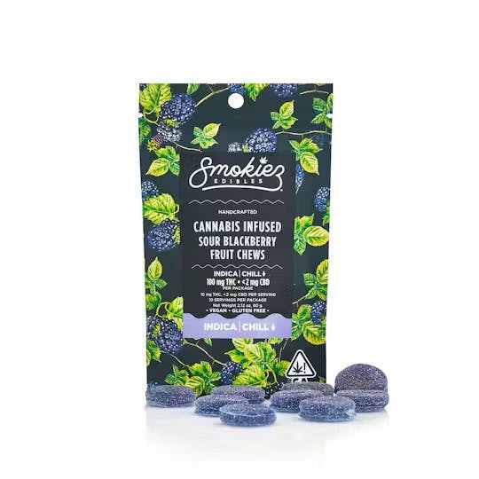 Photograph of product: Vegan - Sour Blackberry Fruit Chews - 100mg