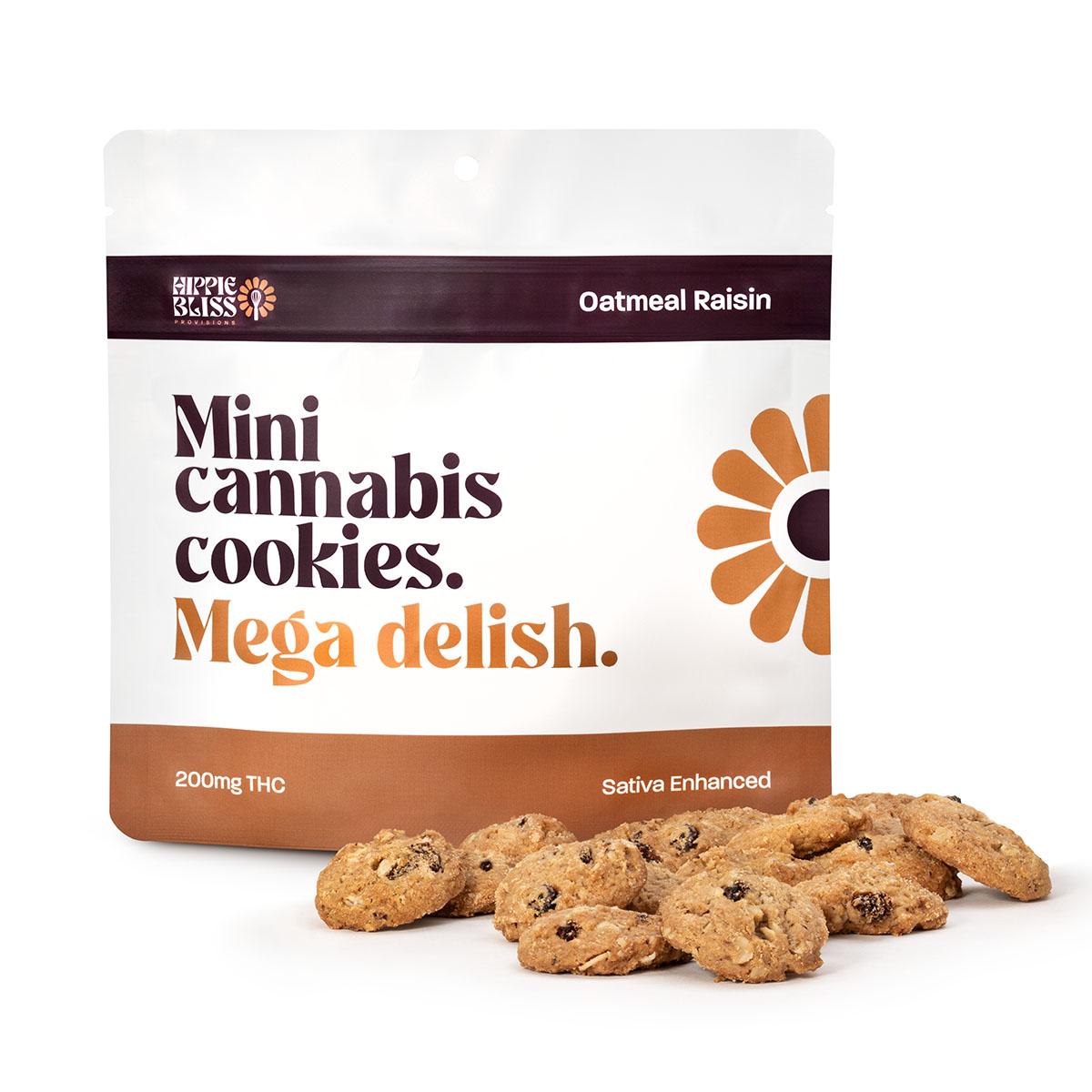 Photograph of product: Hippie Bliss | Oatmeal Raisin | 200mg/20pc Cookies