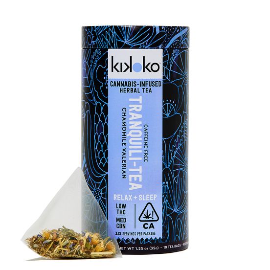 Photograph of product: S. Kikoko 10 x 3mg TH-oui:5mg CBN Infused Herbal Tea - Tranquili-Tea (Chamomile Valerian) - 