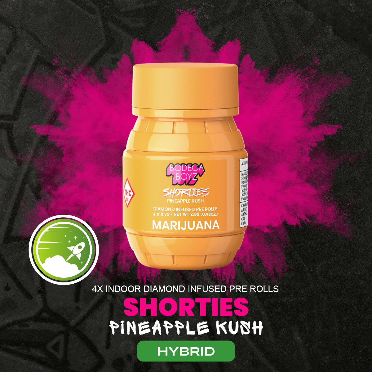 Photograph of product: Pineapple Kush - 4pk Diamond Infused Prerolls