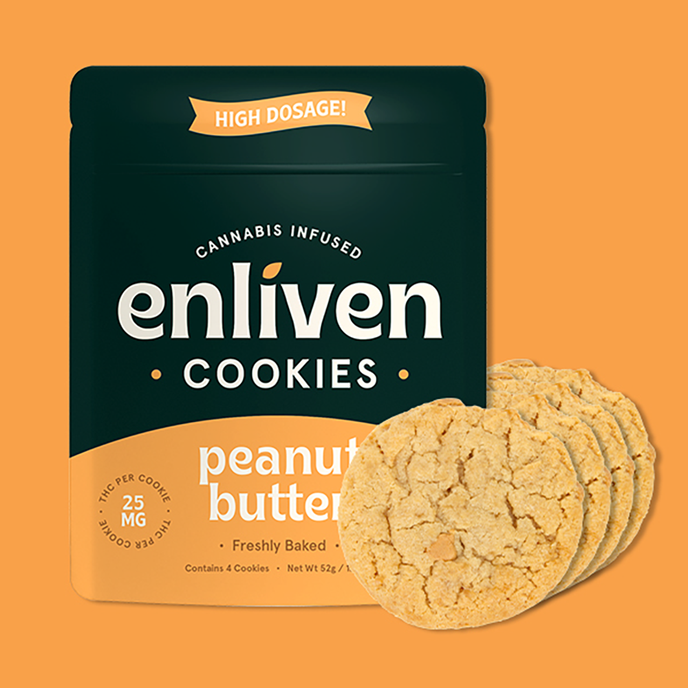 Photograph of product: ENLIVEN Cookies 100mg: Peanut Butter 4pc