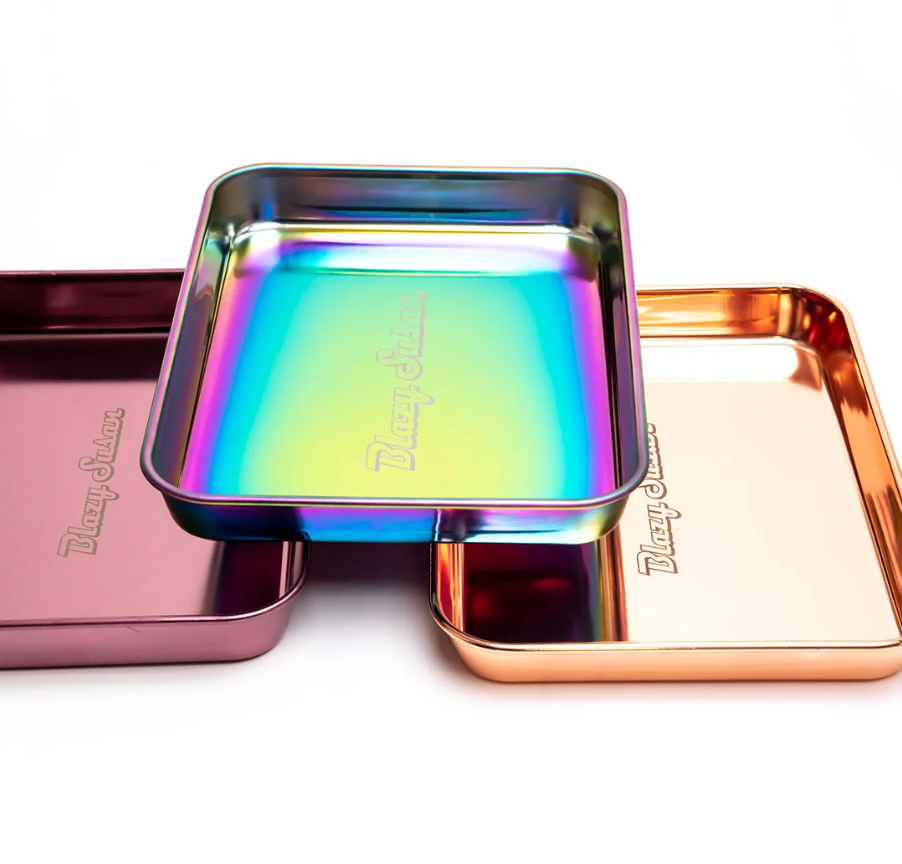 Photograph of product: Blazy Susan Metallic Tray 9.25" x 7"