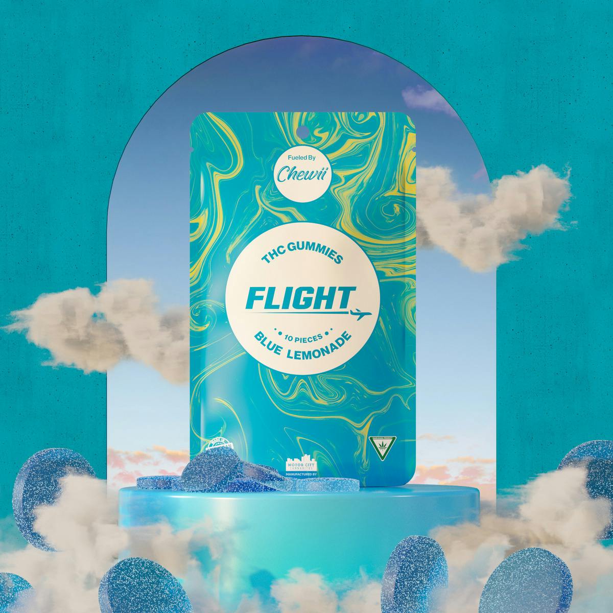 Photograph of product: Chewii Flights | 200mg Gummies | Blue Lemonade