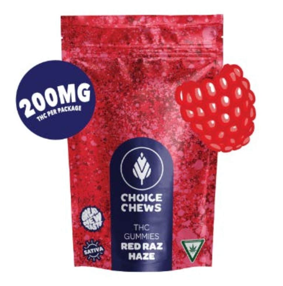 Photograph of product: Choice Labs - Red Raz Haze Gummies 200mg | 10/$30