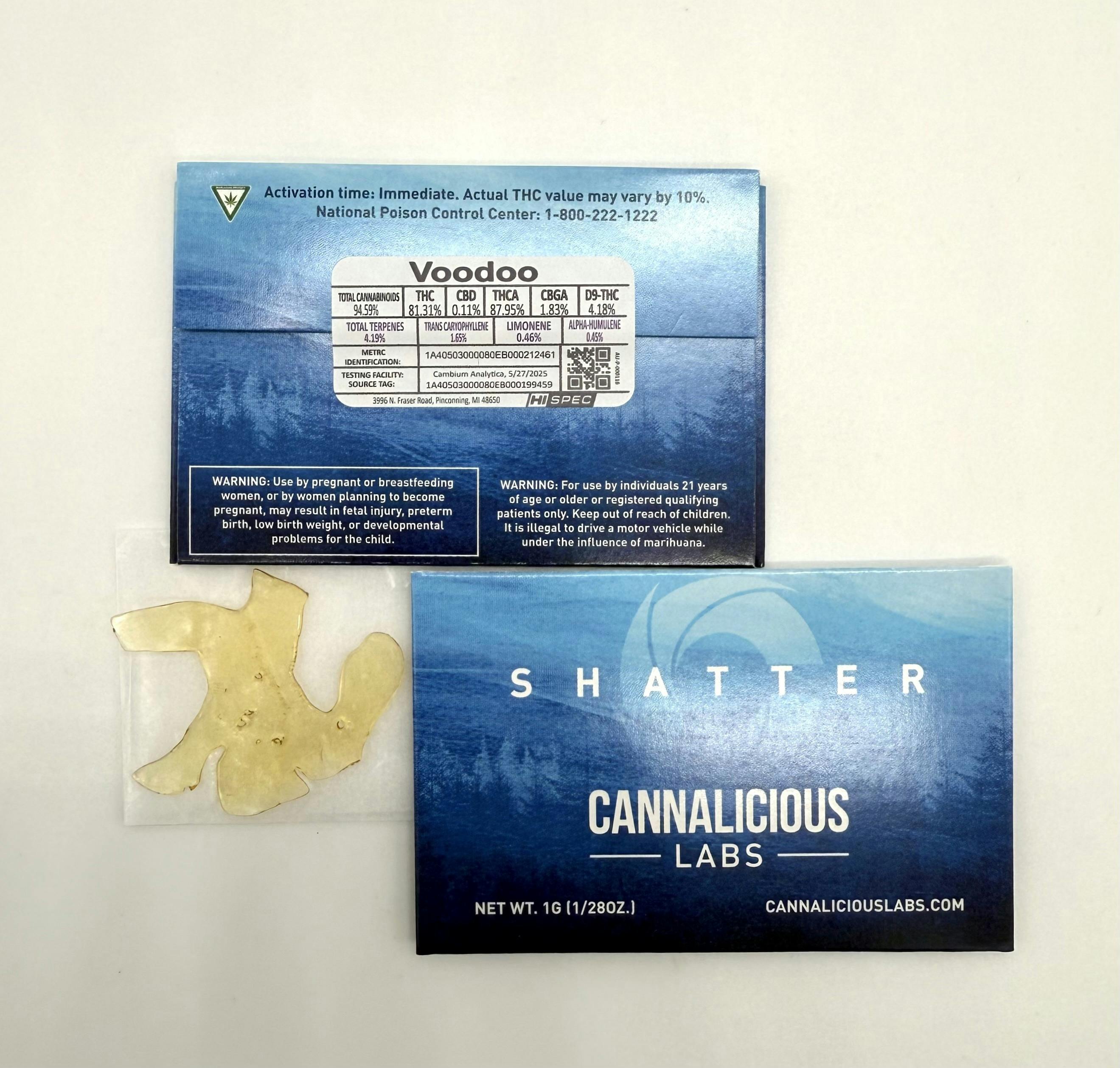 Photograph of product: Cannalicious Labs - Voodoo Shatter 1g | 4/$50