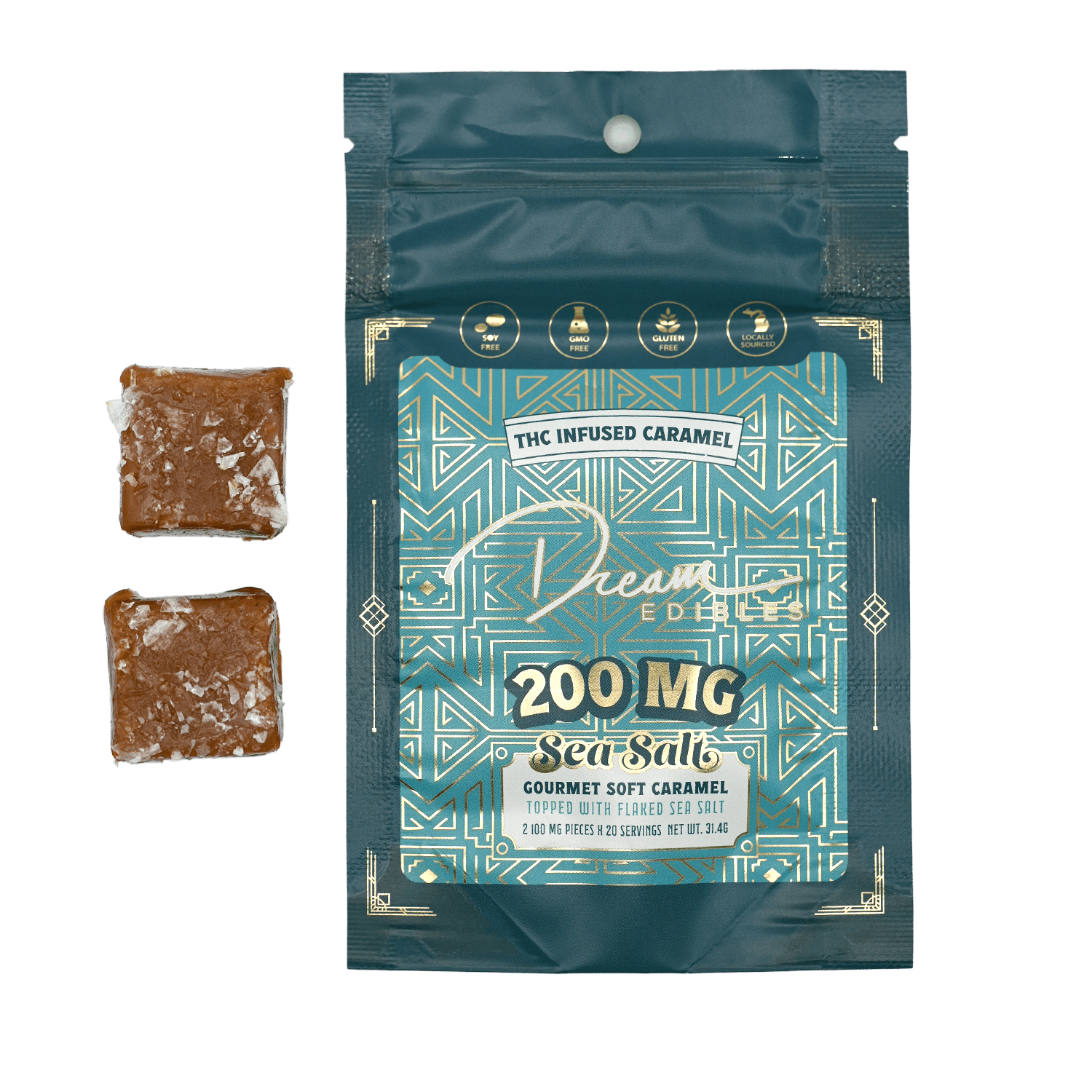Photograph of product: Dream - Sea Salt Caramels 200mg