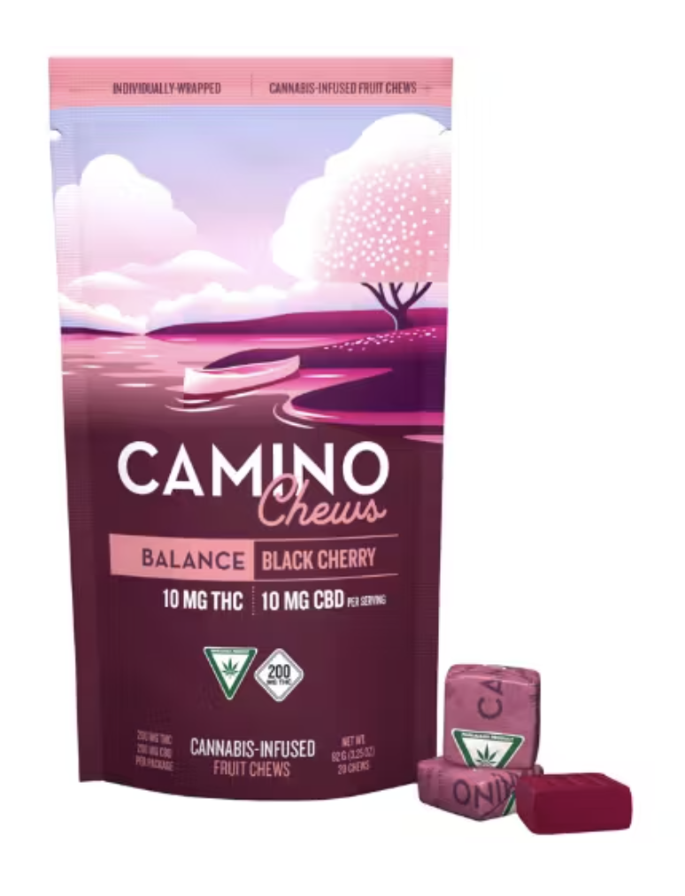 Photograph of product: Camino | Black Cherry | 1:1 CBD | 200mg Fruit Chews
