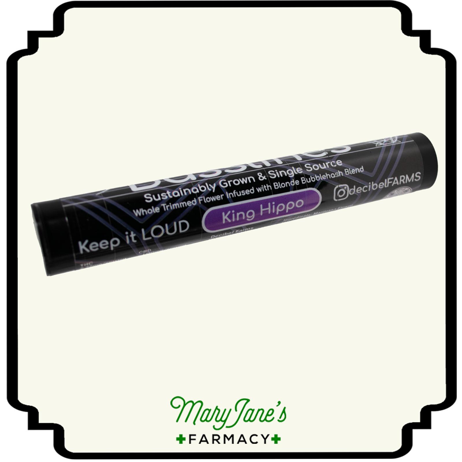 Photograph of product: King Hippo Bassline Bubbleau chocolat Infused Pre-roll | 1g