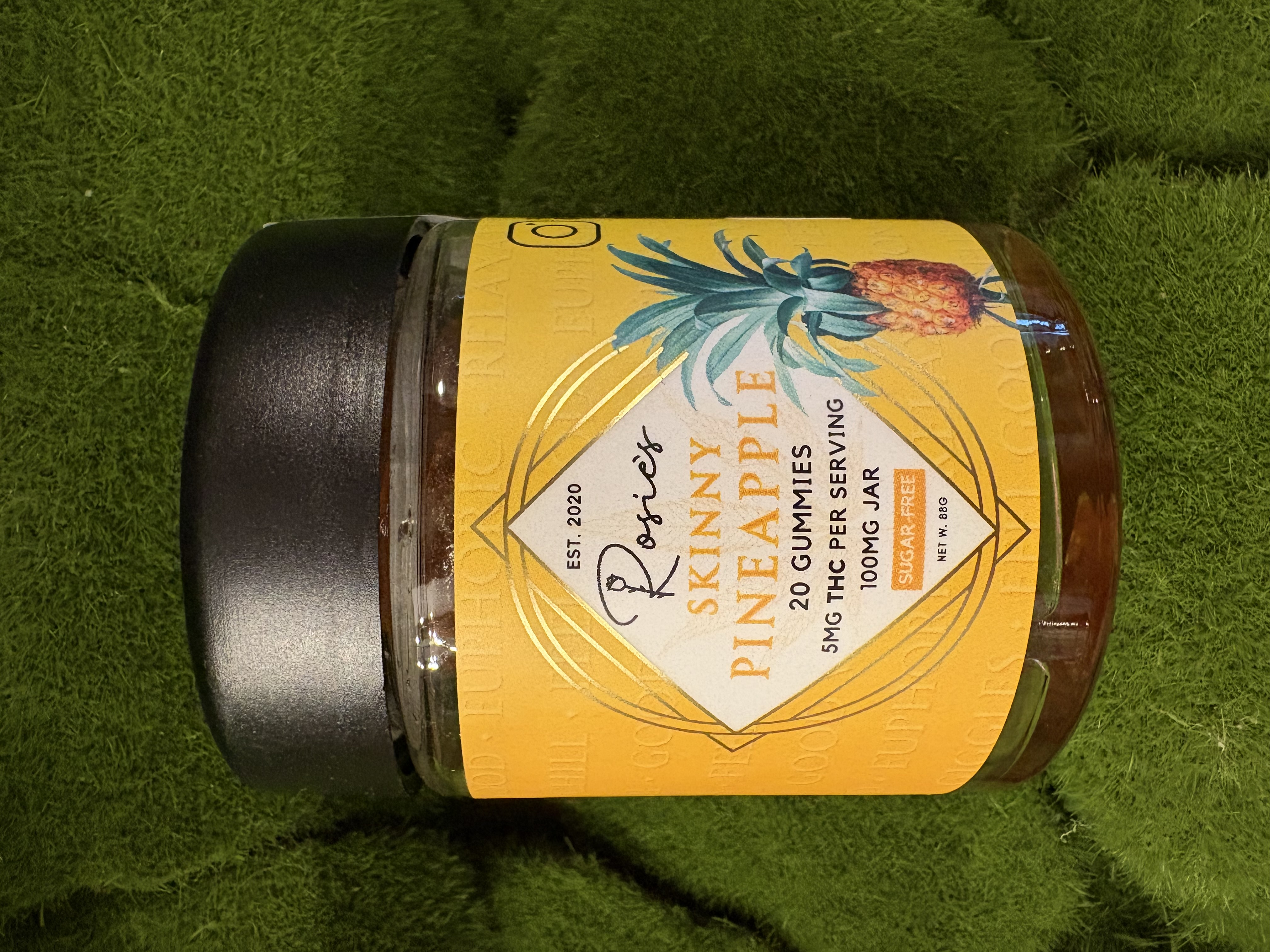 Photograph of product: 100mg Edible Pack | Sugar Free Skinny Pineapple Gummies | Rosie's