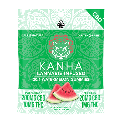 Photograph of product: Watermelon 20:1 CBD:THC | 100mg Gummies