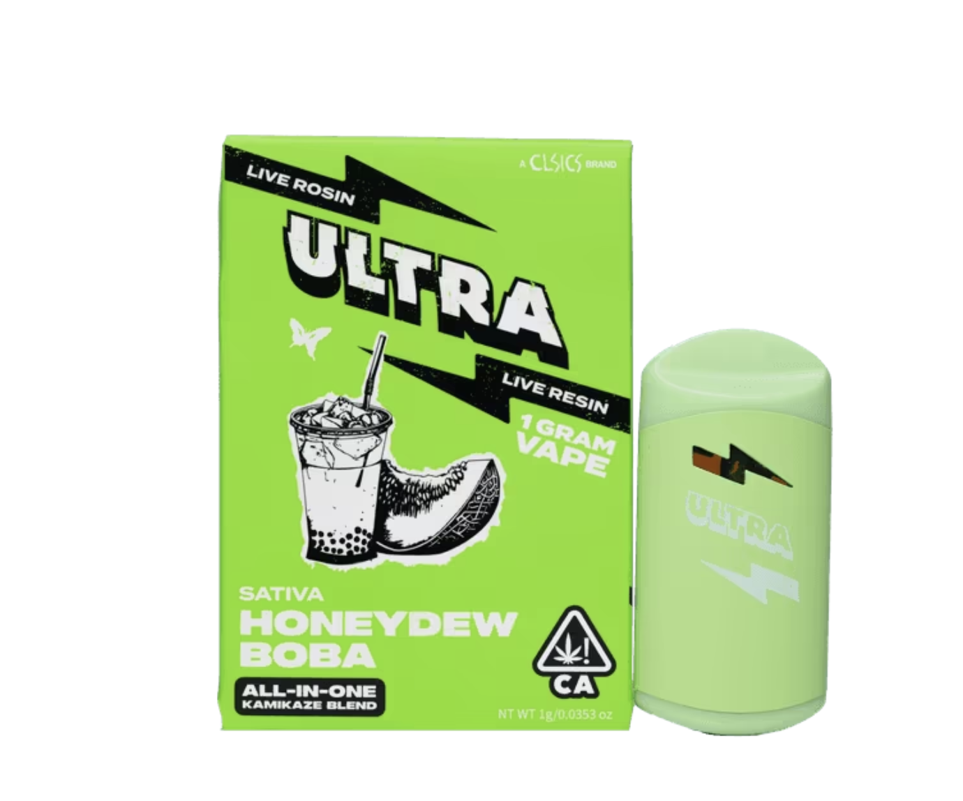 Photograph of product: Honeydew Boba (S) Live Rosin & Live Resin Blend ALL-IN-ONE Vape 1g - Ultra
