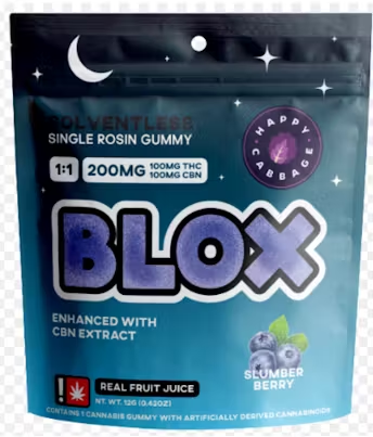 Photograph of product: Happy Cabbage | Slumber Berry Single Blox | 1:1 CBN:TH-oui 100mg