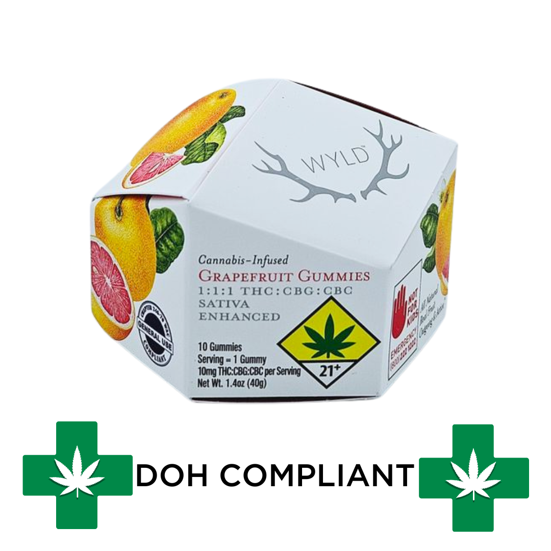 Photograph of product: DOH | Grapefruit 1:1:1 CBG/CBC Gummies | 10pk