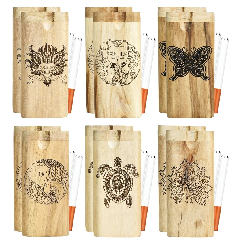 Photograph of product: Dugout - 4" Engraved Wood Smoke Stopper - Critters