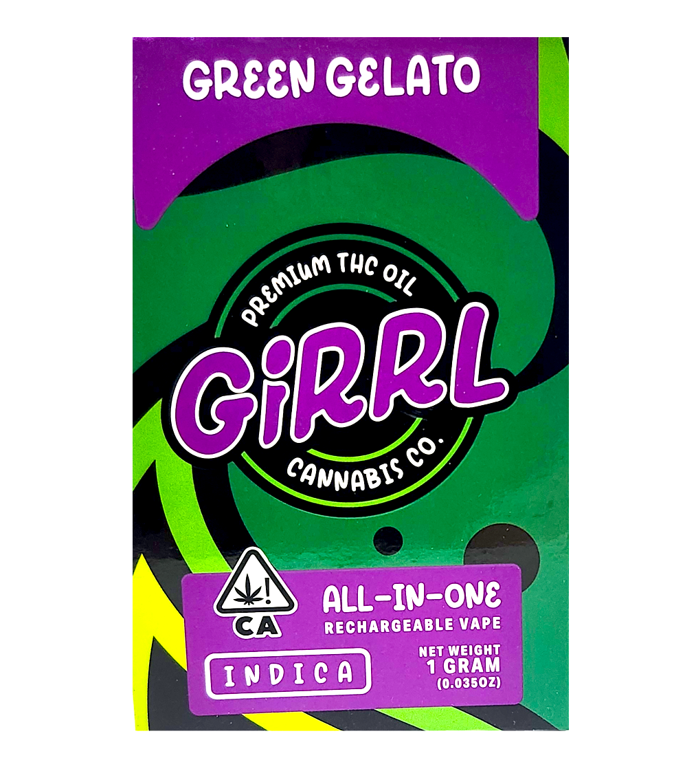 Photograph of product: 1g Green Gelato (Oui'd) All-in-One TH-oui:78% $30 or 2/$50