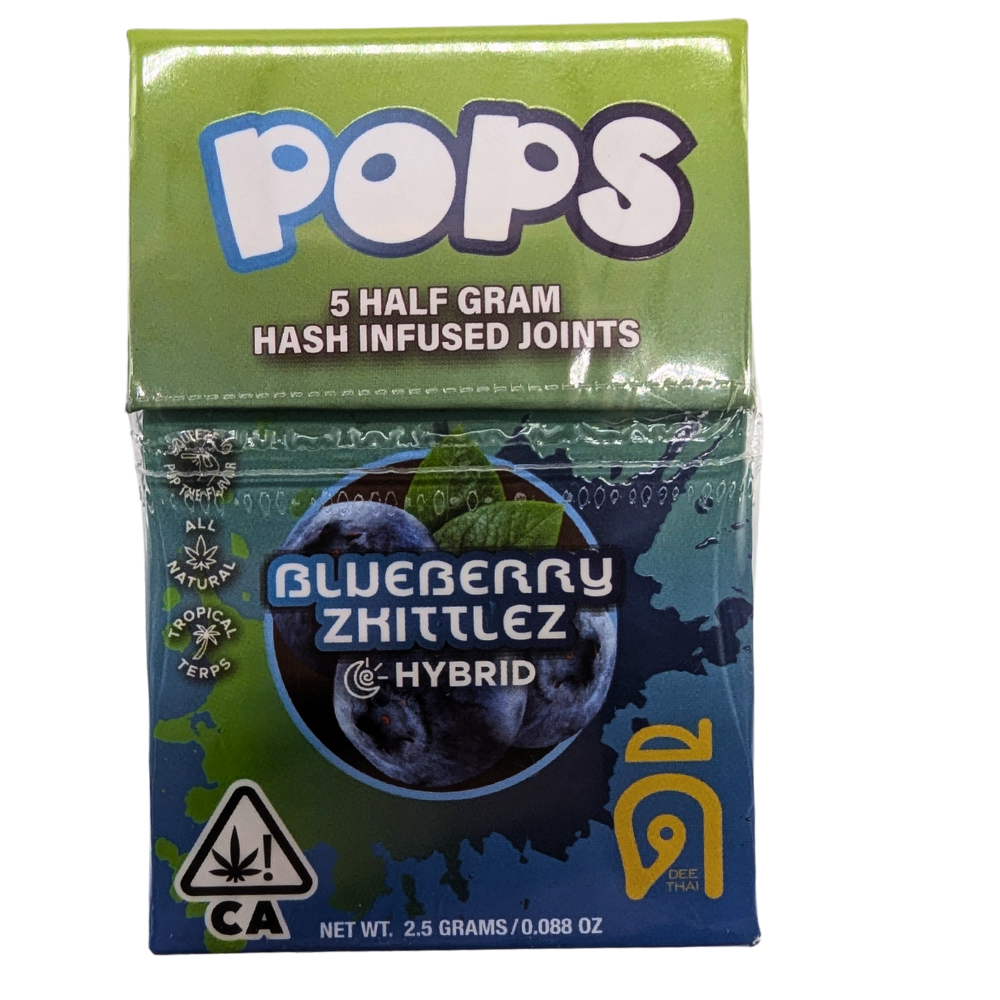 Photograph of product: Dee Thai Pops au chocolat Infused Prerolls 5pk 2.5g - Blueberry Zkittlez (H)