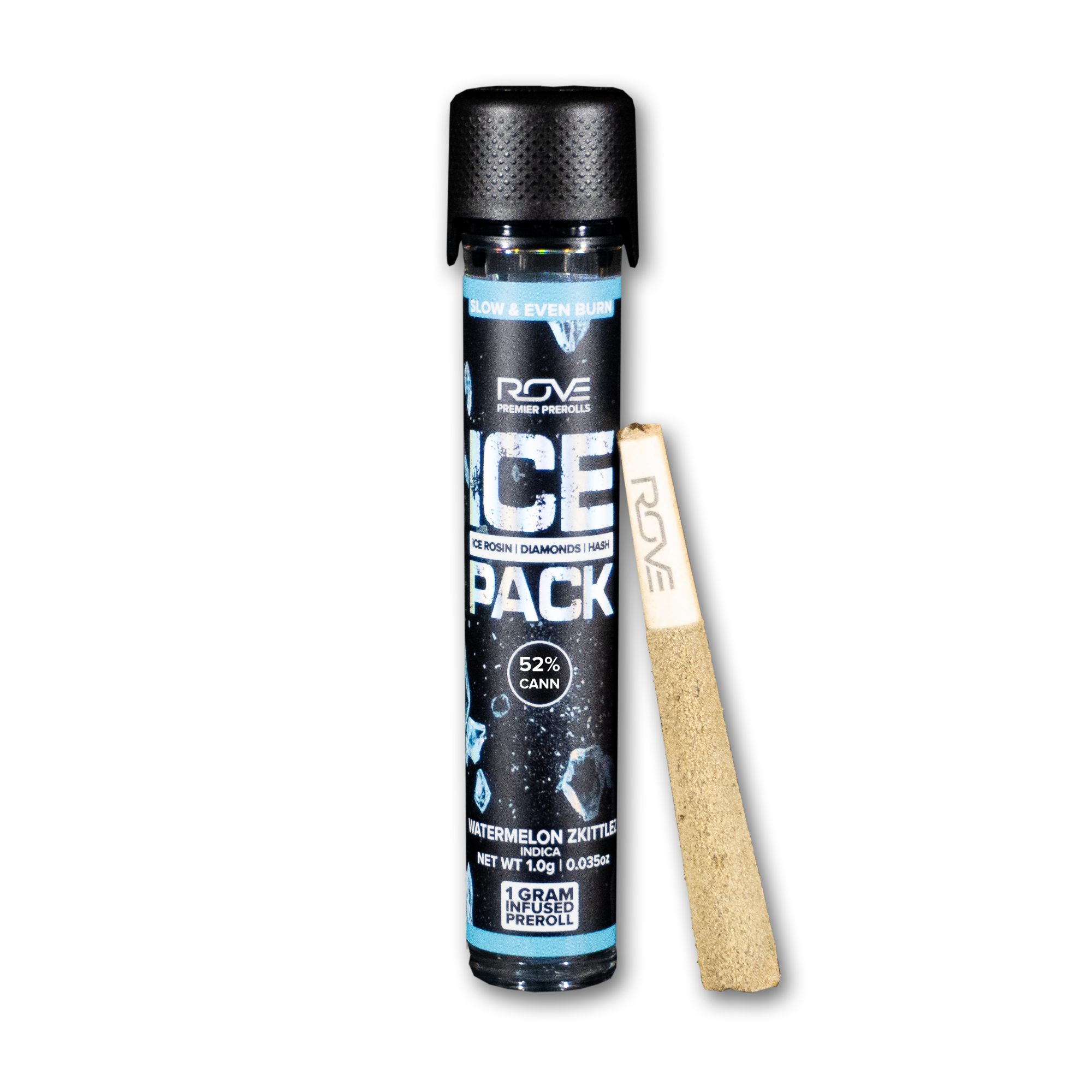 Photograph of product: Watermelon Burst - Rosin, Diamond, au chocolat Infused Ice Pack Preroll