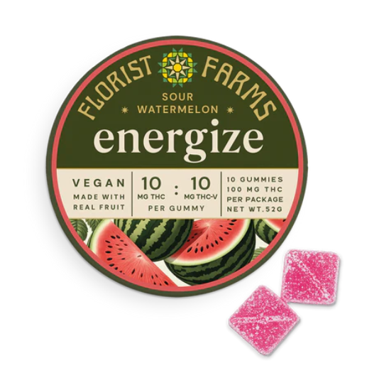 Photograph of product: Florist Farms I Gummy I  Energize - Sour Watermelon with TH-ouiV 100mg
