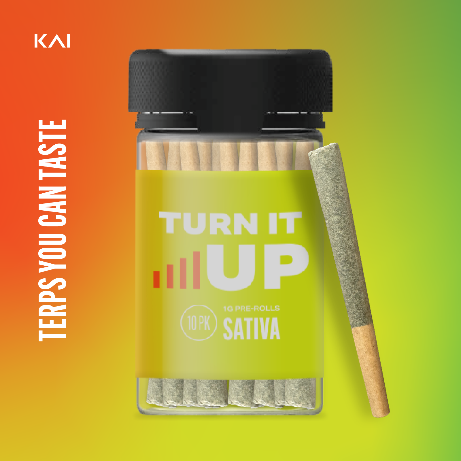 Photograph of product: KAI - Turn Up - Citrix - 1g Preroll 10 Pack