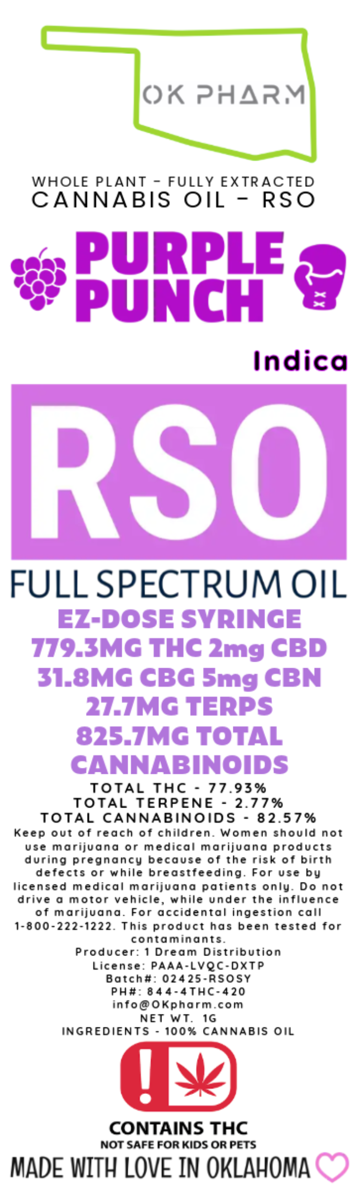 Photograph of product: PURPLE PUNCH | RSO SYRINGE Oui'd