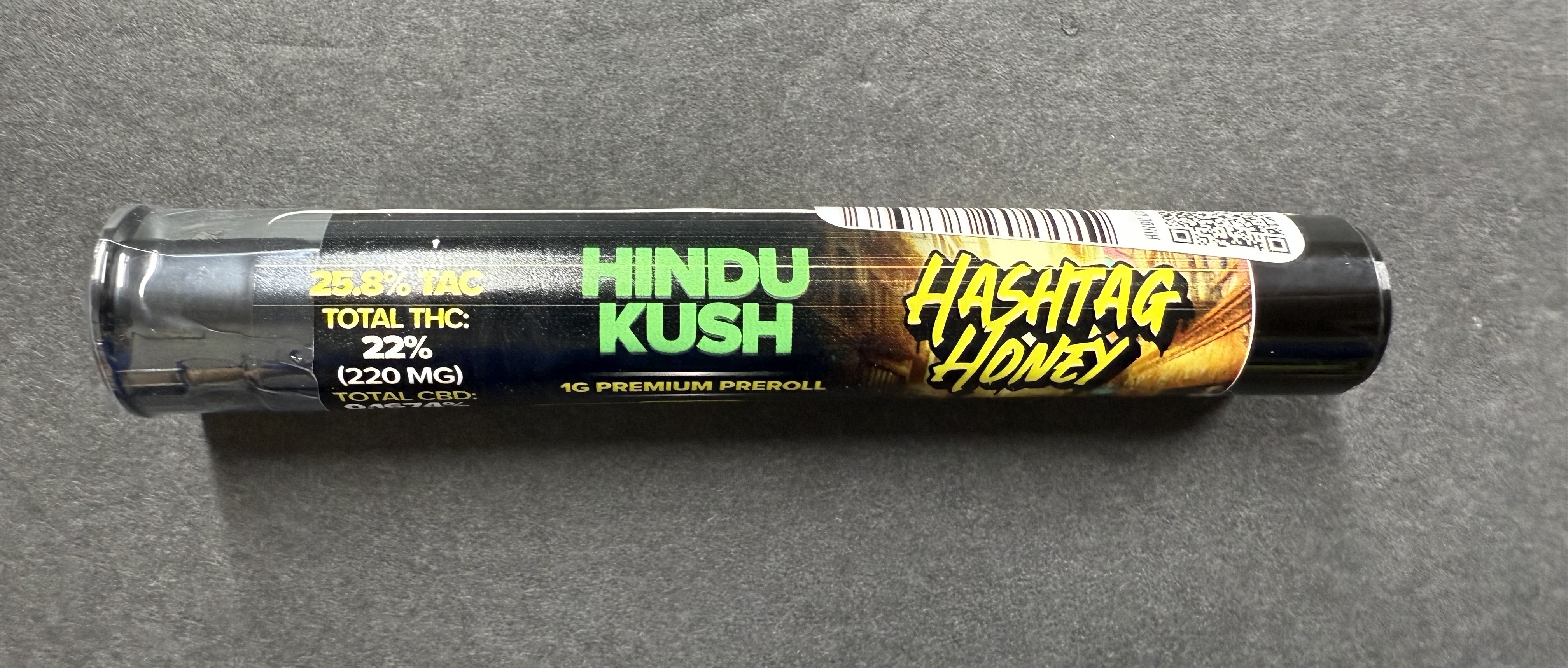 Photograph of product: au chocolattag Honey 1G Pre-Roll Hindu Kush Oui'd 22%TH-oui