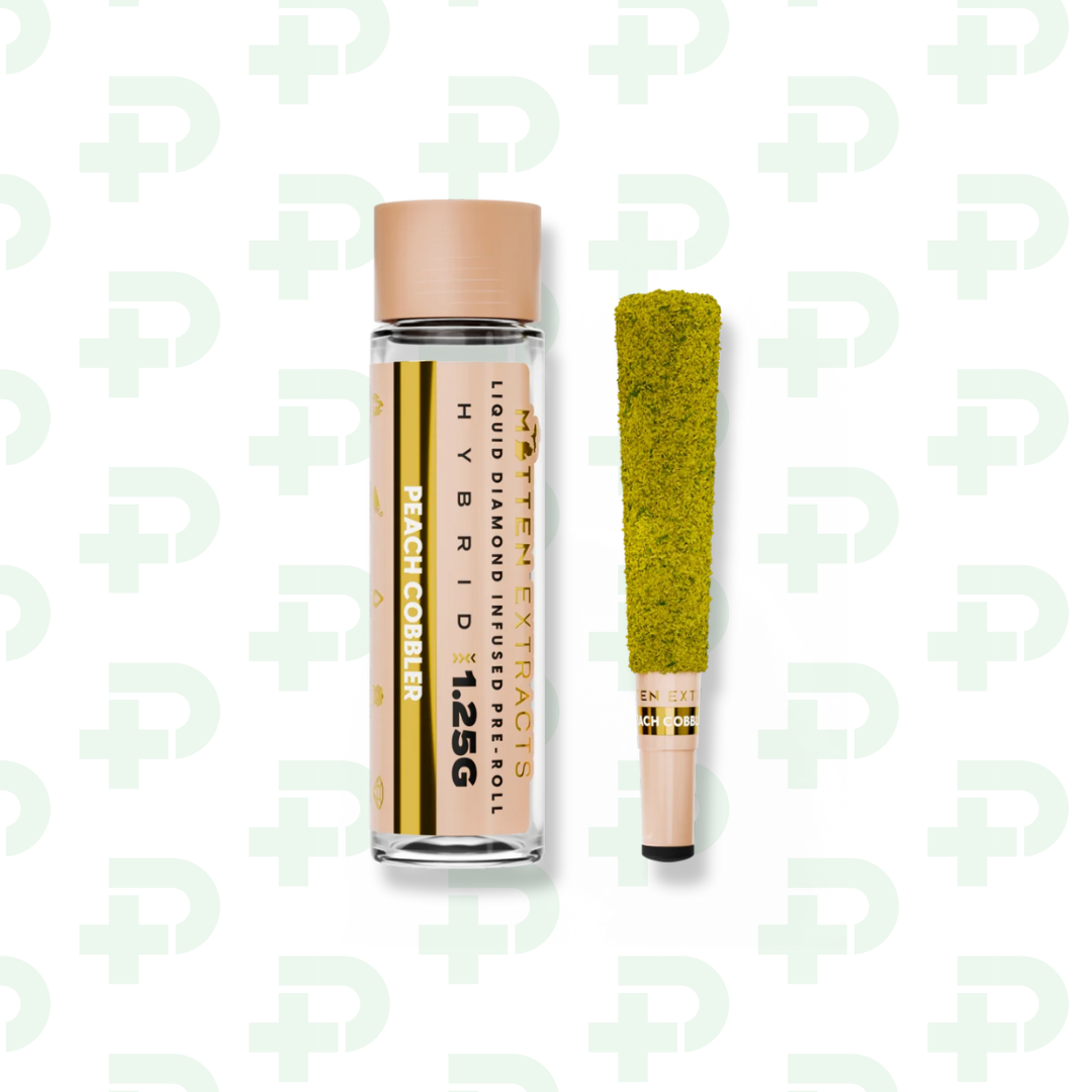 Photograph of product: Mitten Extracts Infused Preroll - Hybrid - Peach Cobbler