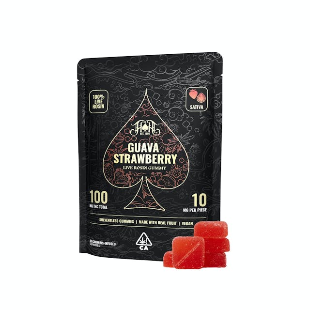 Photograph of product: Guava Strawberry Live Rosin Gummies 100mg - 