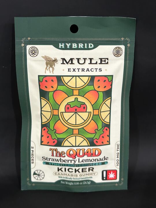 Photograph of product: Mule Kickers 2pc Strawberry Lemonade Quad 1:1:1:1 Gummy