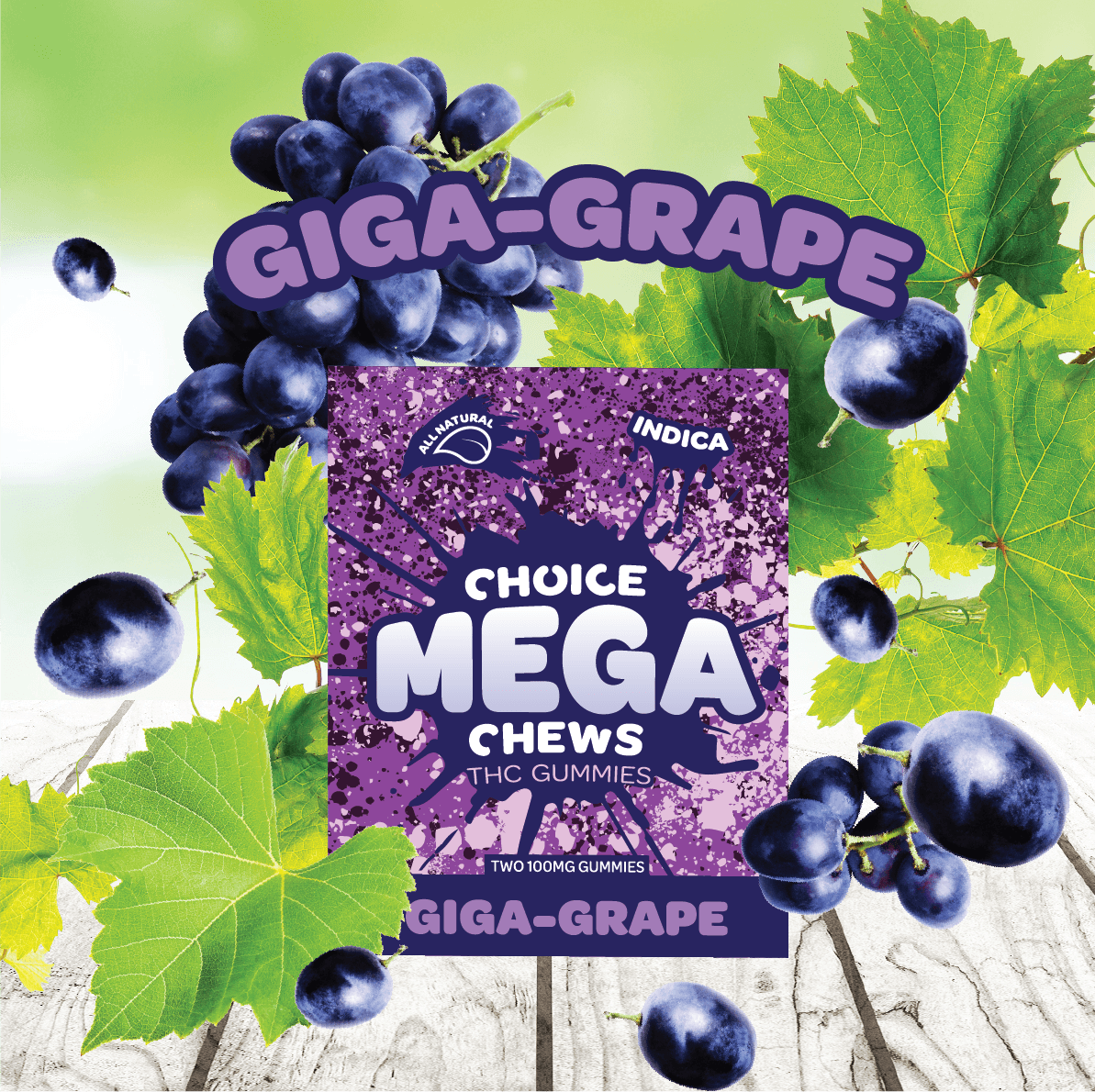 Photograph of product: Giga-Grape Mega-Chews 2pk | 200mg Gummies