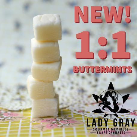 Photograph of product: 1:1 Butter Mints / 100mg / 60pk / TH-oui:CBD / Hybrid