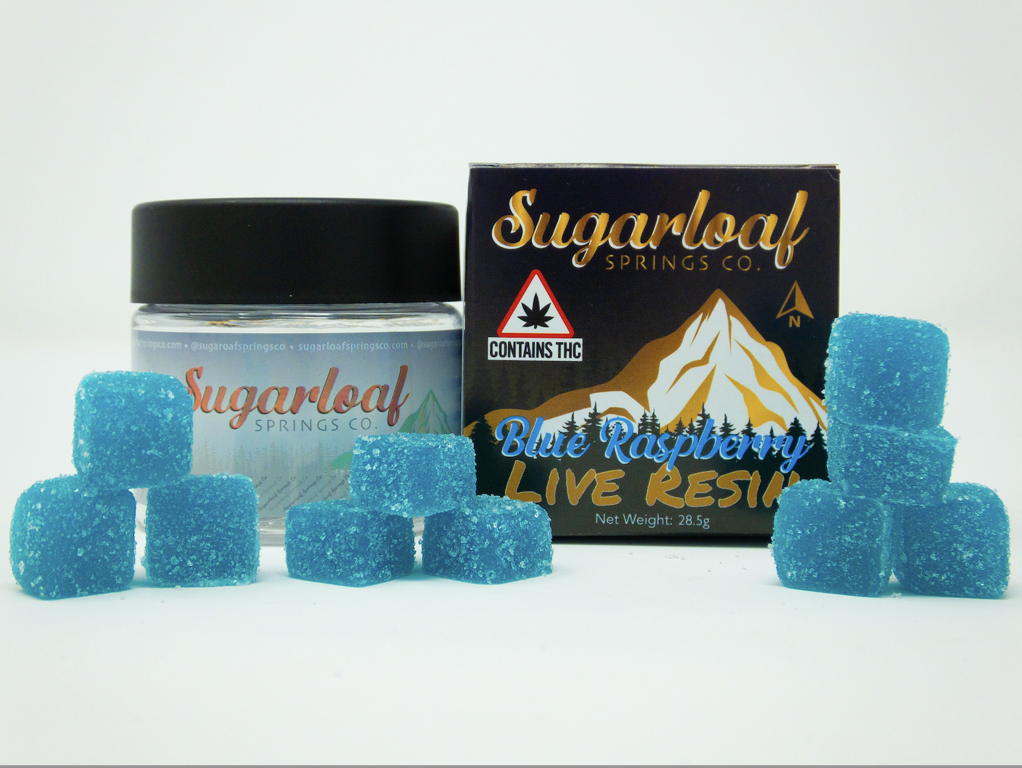 Photograph of product: SMS Blue Raspberry Live Resin Gummies 100mg - HYBRID