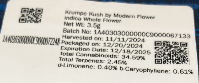 Photograph of Product: Modern Krumpe Kush 3.5g